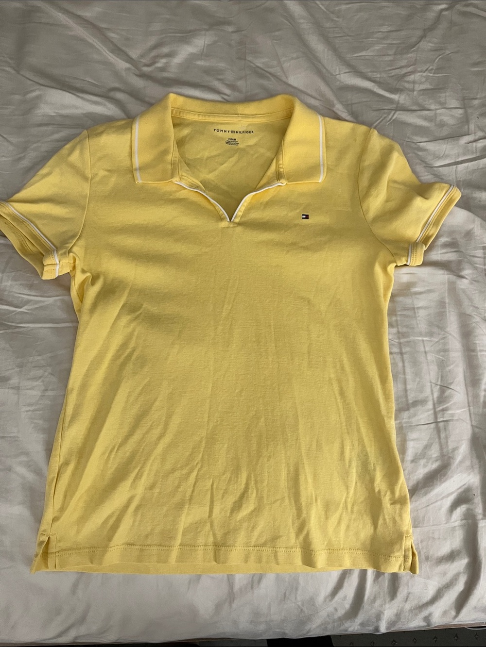 Tommy Hilfiger Women's Yellow Polo with White Trim